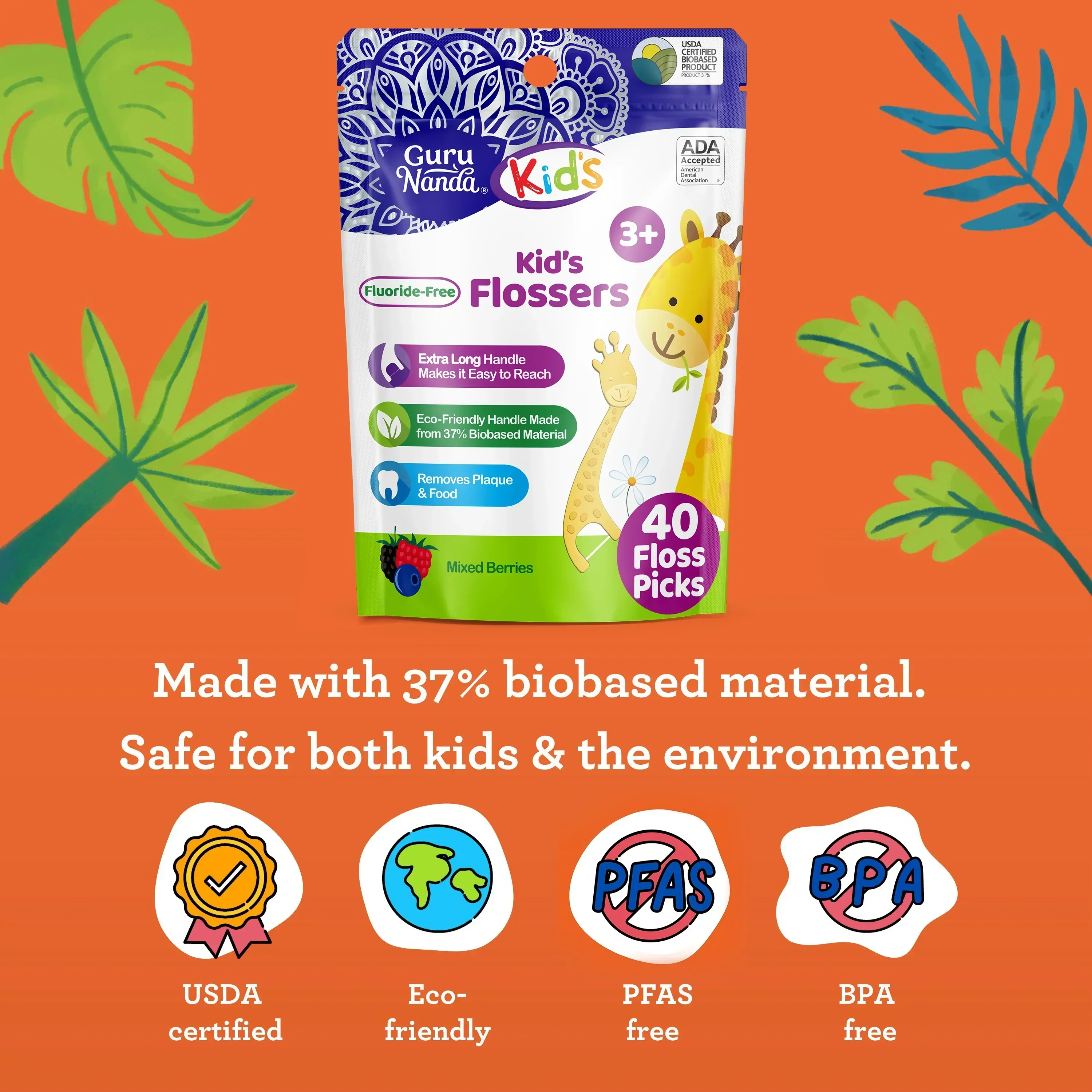 Kids' Giraffe Shaped Flossers, Fluoride-Free - Image 18
