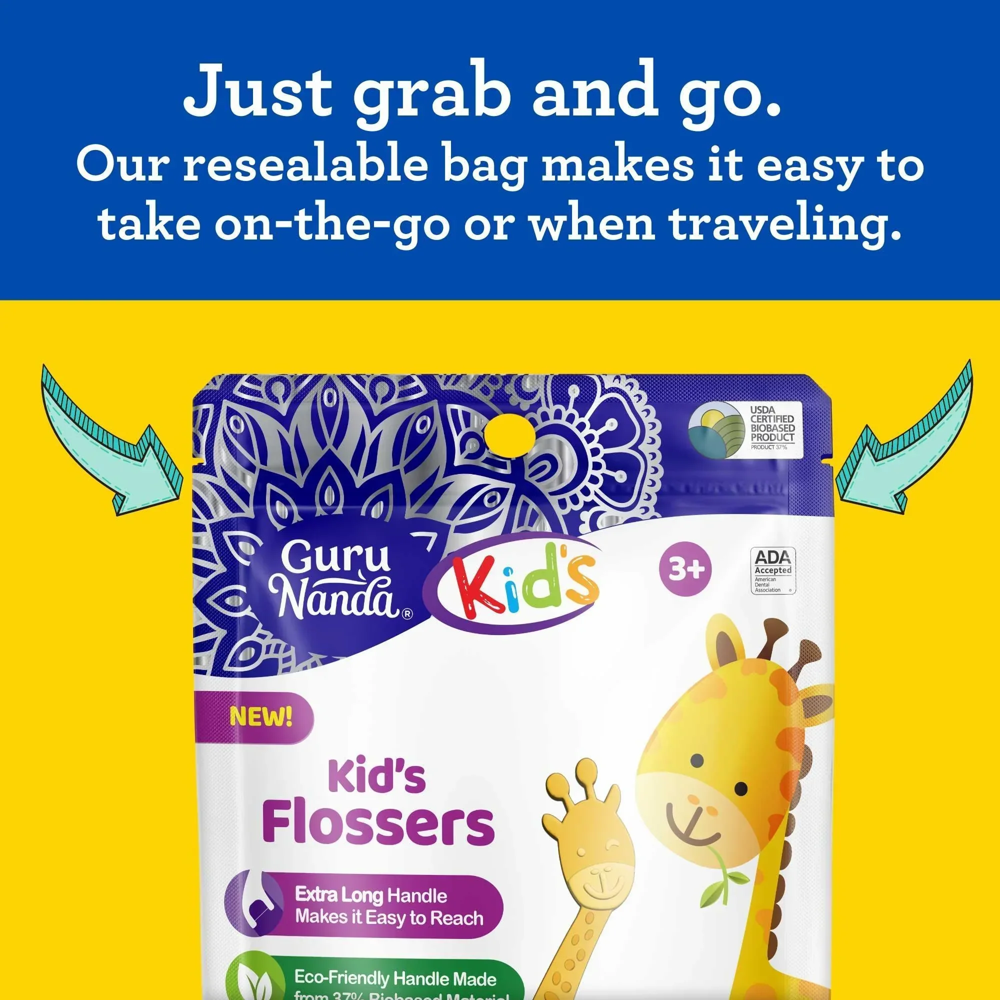 Kids' Giraffe Shaped Flossers, Fluoride-Free - Image 3