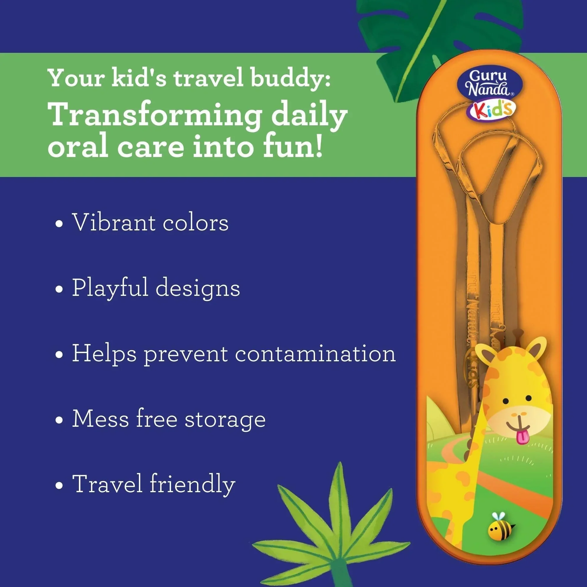Kids Tongue Scraper (2-Pack) with Travel Case (color may vary) - Image 3